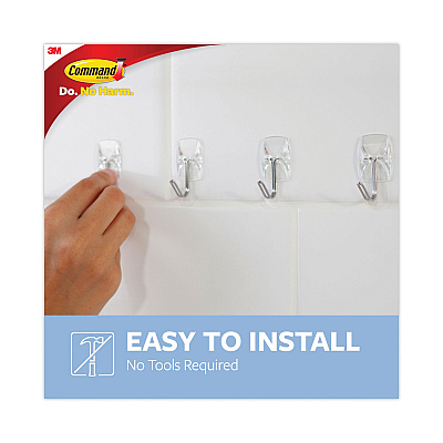 Command Clear Hooks and Strips, Small, Plastic/Metal, 0.5 lb Capacity, 40 Hooks and 48 Strips/Pack (MMM17067CLRS40N)