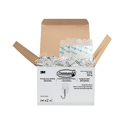 Command Clear Hooks and Strips, Small, Plastic/Metal, 0.5 lb Capacity, 40 Hooks and 48 Strips/Pack (MMM17067CLRS40N)