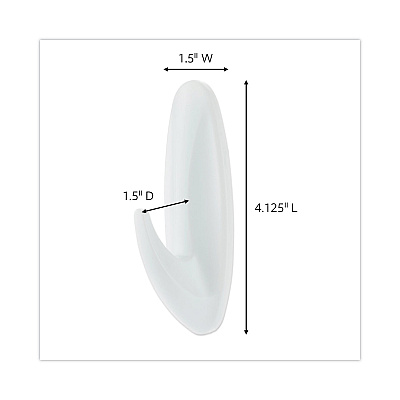 Command Designer Hooks, Large, Plastic, White, 5 lb Capacity, 16 Hooks and 24 Strips/Pack (MMM17083S16NA)
