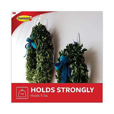 Command Designer Hooks, Large, Plastic, White, 5 lb Capacity, 16 Hooks and 24 Strips/Pack (MMM17083S16NA)