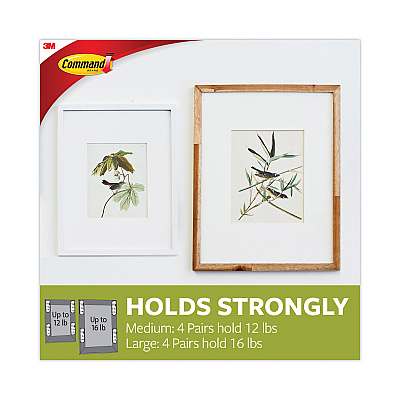 Command Picture Hanging Strips, Value Pack, Removable, (8) Large 0.63 x 3.63 Pairs, (4) Medium 0.5 x 2.75 Pairs, White (MMM17209ES)