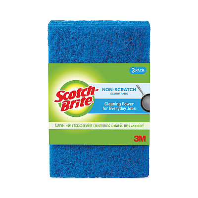 Scotch-Brite Non-Scratch Scour Pads, Size 3 x 6, Blue, 10/Carton (MMM62310)