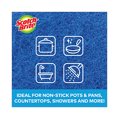 Scotch-Brite Non-Scratch Scour Pads, Size 3 x 6, Blue, 10/Carton (MMM62310)