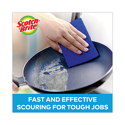 Scotch-Brite Non-Scratch Scour Pads, Size 3 x 6, Blue, 10/Carton (MMM62310)