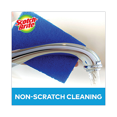 Scotch-Brite Non-Scratch Scour Pads, Size 3 x 6, Blue, 10/Carton (MMM62310)