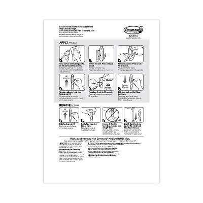 Command Designer Hooks, Medium, Plastic, White, 3 lb Capacity, 6 Hooks and 12 Strips/Pack (MMM170816ES)