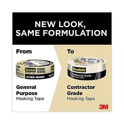 Scotch Commercial-Grade Masking Tape for Production Painting, 3" Core, 0.7" x 60 yds, Natural (202075ABK)