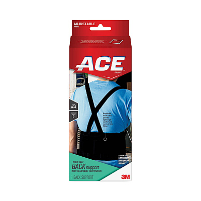 ACE Work Belt with Removable Suspenders, One Size Fits All, Up to 48" Waist Size, Black (MMM208605)