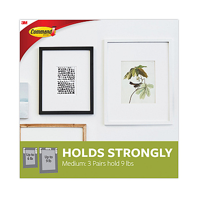 Command Picture Hanging Strips, Value Pack, Medium, Removable, Holds Up to 12 lbs, 0.75 x 2.75, White, 12 Pairs/Pack (MMM1720412ES)