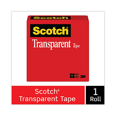 Scotch Transparent Tape, 3" Core, 0.75" x 72 yds, Transparent (MMM600342592)
