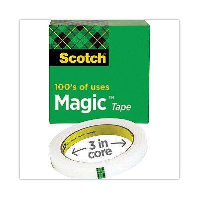 Scotch Magic Office Tape, 3" Core, 0.5" x 72 yds, Clear (MMM810122592)