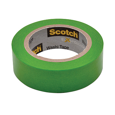 Scotch Expressions Washi Tape, 1.25" Core, 0.59" x 32.75 ft, Green (MMM70005188761)