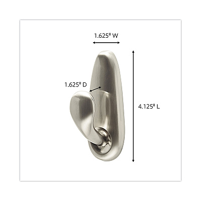 Command Adhesive Mount Metal Hook, Large, Brushed Nickel Finish, 5 lb Capacity, 2 Hooks and 4 Strips/Pack (MMMFC13BN2ES)