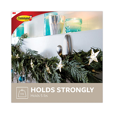 Command Adhesive Mount Metal Hook, Large, Brushed Nickel Finish, 5 lb Capacity, 2 Hooks and 4 Strips/Pack (MMMFC13BN2ES)