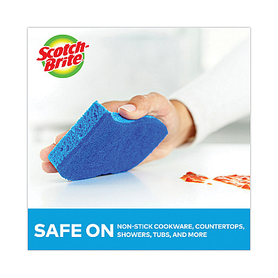 Scotch-Brite Non-Scratch Multi-Purpose Scrub Sponge, 4.4 x 2.6, 0.8" Thick, Blue, 3/Pack (MMMMP38D)
