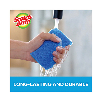 Scotch-Brite Non-Scratch Multi-Purpose Scrub Sponge, 4.4 x 2.6, 0.8" Thick, Blue, 3/Pack (MMMMP38D)