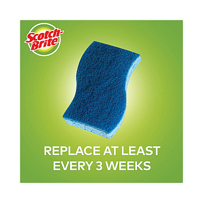 Scotch-Brite Non-Scratch Multi-Purpose Scrub Sponge, 4.4 x 2.6, 0.8" Thick, Blue, 3/Pack (MMMMP38D)