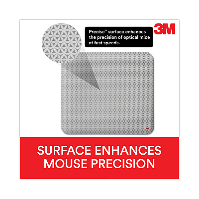3M Precise Mouse Pad with Nonskid Repositionable Adhesive Back, 8.5 x 7, Bitmap Design (MP200PS)
