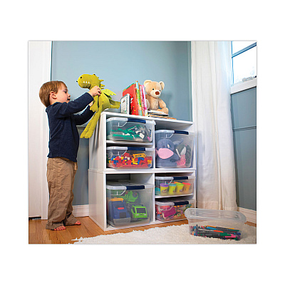 Rubbermaid Clever Store Basic Latch-Lid Container, 30 qt, 13.37" x 18.75" x 10.5", Clear (UNXRMCC300014)
