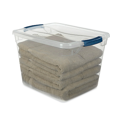 Rubbermaid Clever Store Basic Latch-Lid Container, 30 qt, 13.37" x 18.75" x 10.5", Clear (UNXRMCC300014)