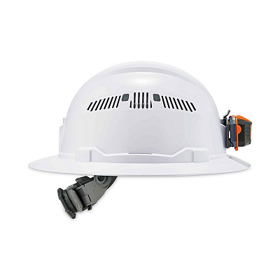 ergodyne Skullerz 8973LED Class C Hard Hat Full Brim with LED Light, White (EGO60156)