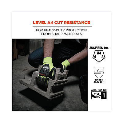 ergodyne ProFlex 7141 ANSI A4 DIR Nitrile-Coated CR Gloves, Lime, 2X-Large, 72 Pairs/Pack (EGO17836)