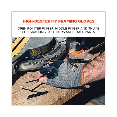 ergodyne ProFlex 720 Heavy-Duty Framing Gloves, Gray, 2X-Large, Pair (EGO17116)