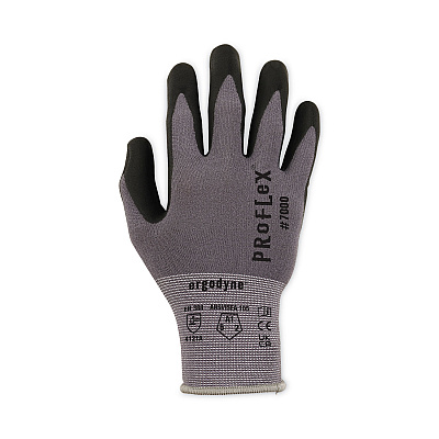 ergodyne ProFlex 7000 Nitrile-Coated Gloves Microfoam Palm, Gray, 2X-Large, 12 Pairs/Pack (EGO10366)