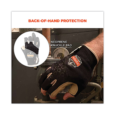 ergodyne ProFlex 720LTR Heavy-Duty Leather-Reinforced Framing Gloves, Black, 2X-Large, Pair (EGO17156)