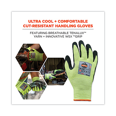 ergodyne ProFlex 7041 ANSI A4 Nitrile-Coated CR Gloves, Lime, Large, 144 Pairs (EGO17824)
