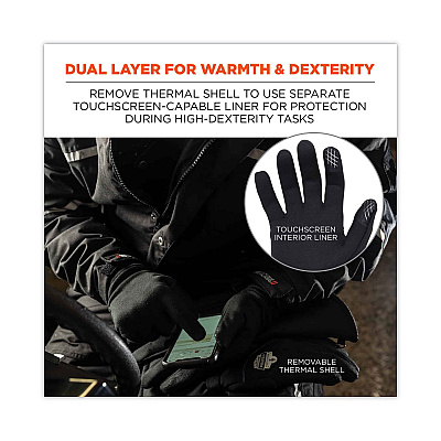 ergodyne ProFlex 825WP Thermal Waterproof Winter Work Gloves, Black, 2X-Large, Pair (EGO17606)