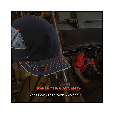 ergodyne Skullerz 8950XL XL Bump Cap Hat, Short Brim, Black (EGO23346)