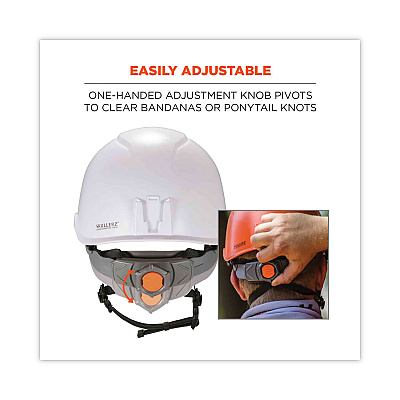 ergodyne Skullerz 8974LED Class E Safety Helmet with 8981 Universal LED Headlamp, 6-Point Ratchet Suspension, White (EGO60201)