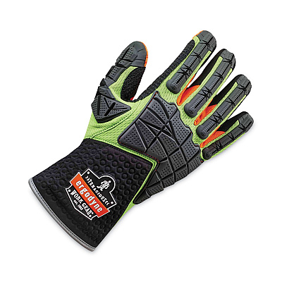 ergodyne ProFlex 925F(x) Standard Dorsal Impact-Reducing Gloves, Black/Lime, 2X-Large, Pair (EGO17906)