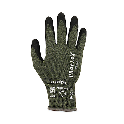 ergodyne ProFlex 7042 ANSI A4 Nitrile-Coated CR Gloves, Green, 2X-Large, 12 Pairs/Pack (EGO10336)