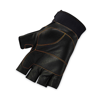 ergodyne ProFlex 901 Half-Finger Leather Impact Gloves, Black, Small, Pair (EGO17782)