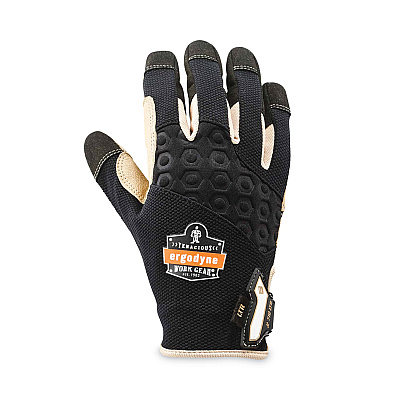 ergodyne ProFlex 710LTR Heavy-Duty Leather-Reinforced Gloves, Black, Small, Pair (EGO17142)