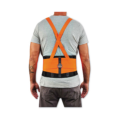 ergodyne ProFlex 100HV Economy Hi-Vis Spandex Back Support Brace, 3X-Large, 46" to 52" Waist, Black/Orange (EGO11887)