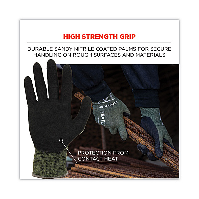 ergodyne ProFlex 7042 ANSI A4 Nitrile-Coated CR Gloves, Green, Small, Pair (EGO10342)