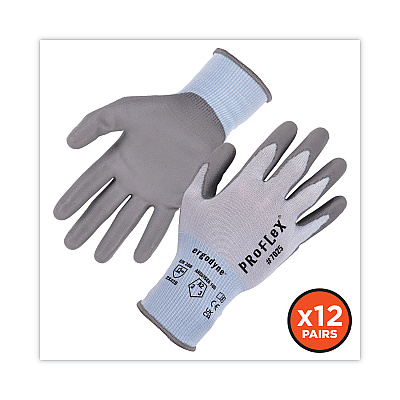 ergodyne ProFlex 7025 ANSI A2 PU Coated CR Gloves, Blue, Medium, 12 Pairs/Pack (EGO10423)