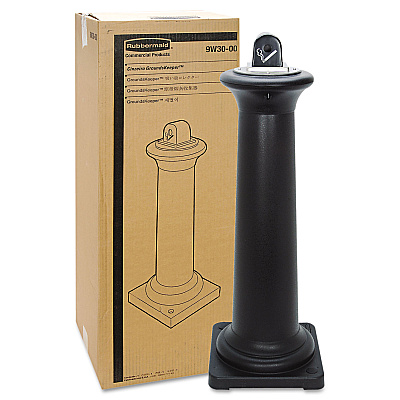 Rubbermaid Commercial GroundsKeeper Tuscan Receptacle, 22.05 gal, 13 dia x 38.38h, Black (RCP9W300BLA)
