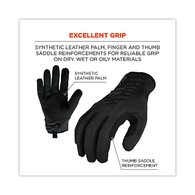 ergodyne ProFlex 812BLK High-Dexterity Black Tactical Gloves, Black, 2X-Large, Pair (EGO17576)