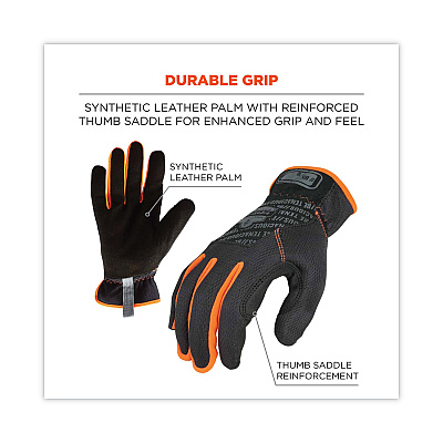 ergodyne ProFlex 815 QuickCuff Mechanics Gloves, Black, Medium, Pair (EGO17203)