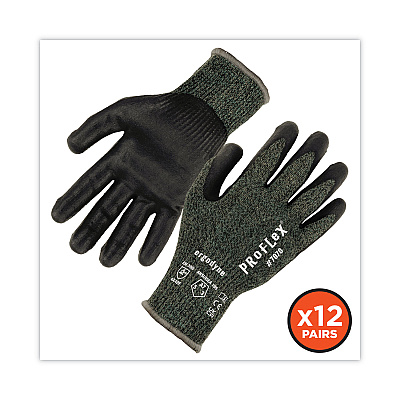 ergodyne ProFlex 7070 ANSI A7 Nitrile Coated CR Gloves, Green, 2X-Large, 12 Pairs/Pack (EGO18036)