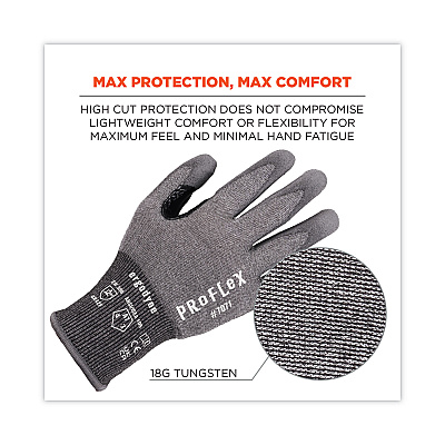 ergodyne ProFlex 7071 ANSI A7 PU Coated CR Gloves, Gray, X-Large, 12 Pairs/Pack (EGO18065)