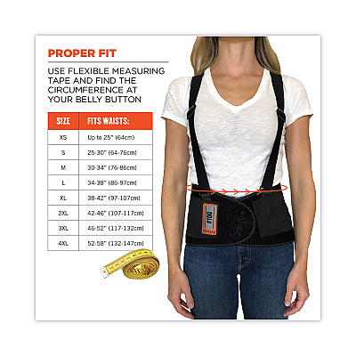 ergodyne ProFlex 100 Economy Spandex Back Support Brace, Large, 34" to 38" Waist, Black (EGO11384)