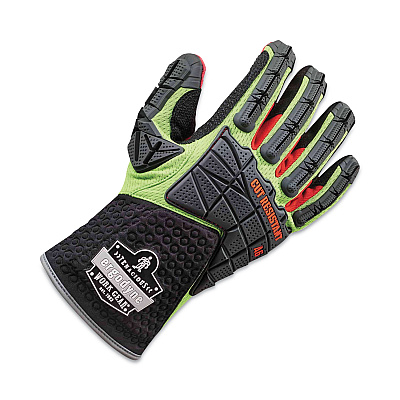 ergodyne ProFlex 925CR6 Performance Dorsal Impact-Reducing Cut Resistance Gloves, Black/Lime, Large, Pair (EGO17294)