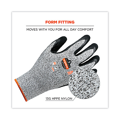 ergodyne ProFlex 7031 ANSI A3 Nitrile-Coated CR Gloves, Gray, Large, Pair (EGO17984)