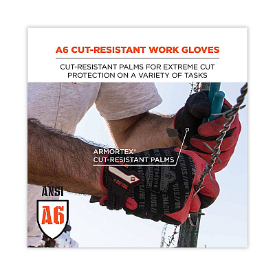 ergodyne ProFlex 812CR6 ANSI A6 Utility and CR Gloves, Black, X-Large, Pair (EGO17925)