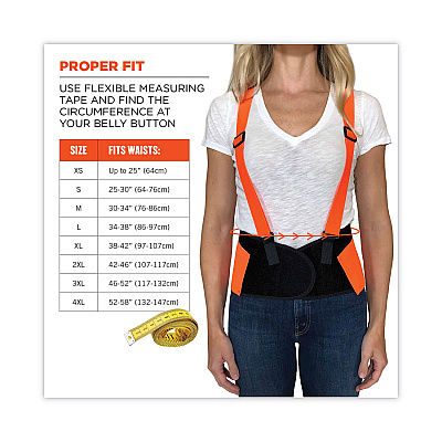 ergodyne ProFlex 100HV Economy Hi-Vis Spandex Back Support Brace, 2X-Large, 42" to 46" Waist, Black/Orange (EGO11886)